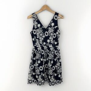 J.O.A. Neiman Marcus NWT Floral Lace Dress Sz S Blue White V-Neck Sleeveless